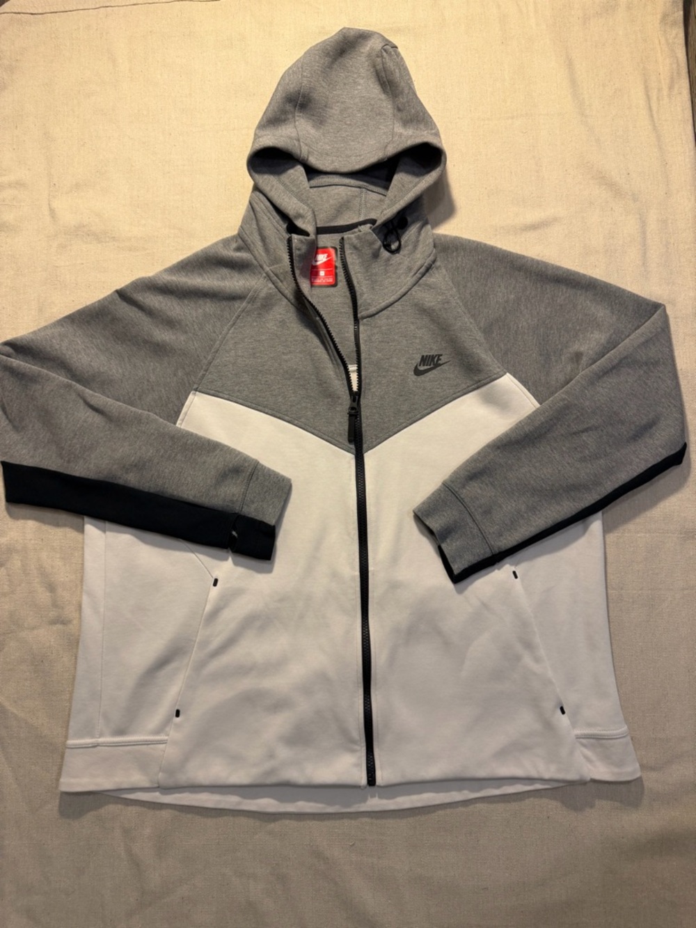 Nike Sportswear Tech Fleece Men's Full-Zip Hoodie - Gray/ White/Black, XXL